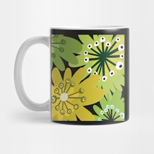 Fun flowerpower pattern in 1970-style, yellow , lime and green Mug